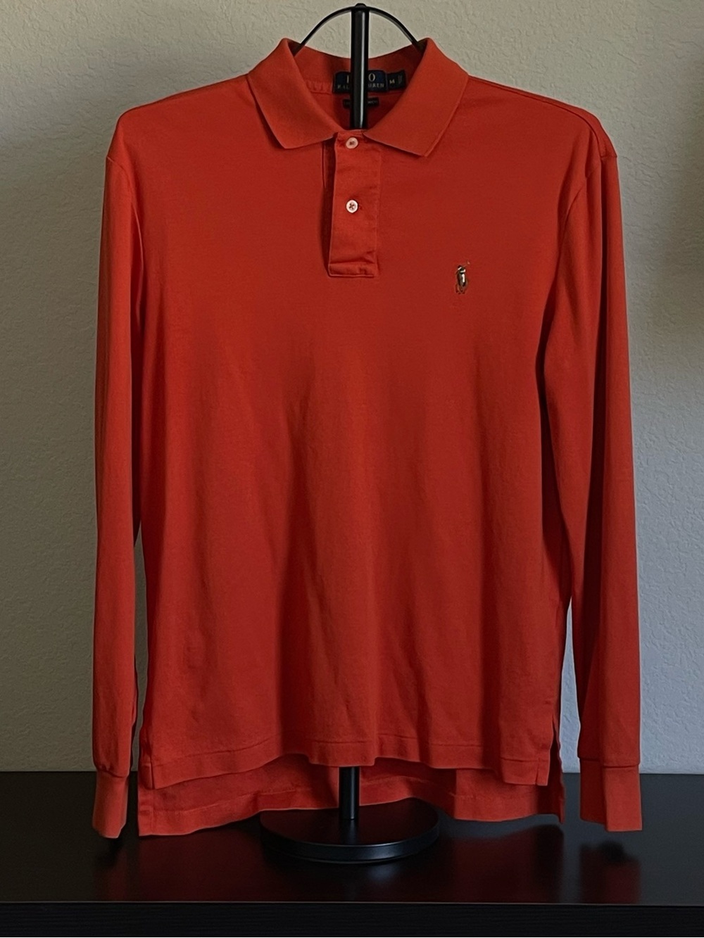 Polo Ralph Lauren Pima Soft Touch Long Sleeve Polo Shirt Orange Men's Size M
